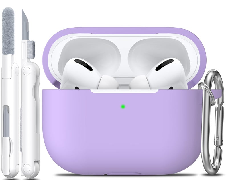 R-fun for AirPods Pro 2nd/1st Generation Case with Cleaner Kit,Soft Silicone Protective Case Cover for Apple AirPod Pro 2/1 for Women Men,AirPods Pro Case Accessories with Keychain,Banana Violet - Image 1